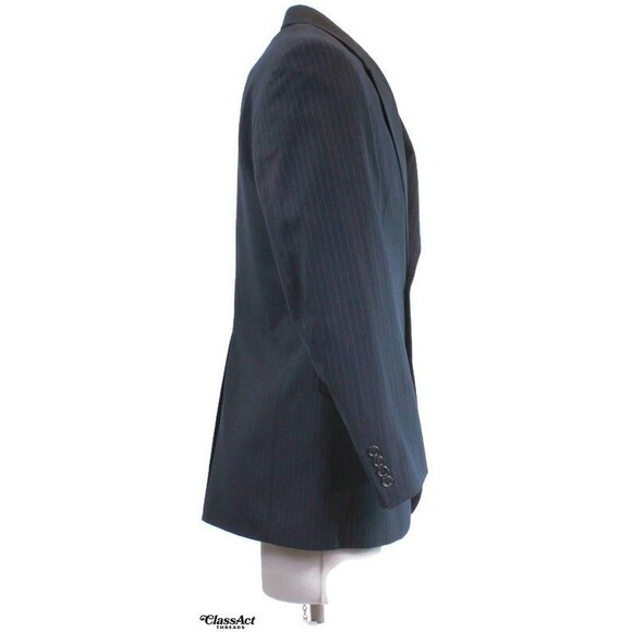 Arrow Blazer Suit Jacket Sport Coat Mens Navy Striped Polyester Blend 2 Btn 40R - Picture 4 of 7